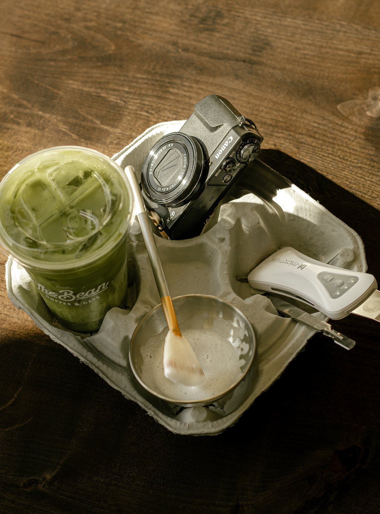 A skincare drink and treatment device detail